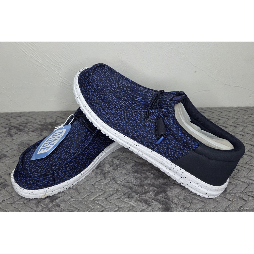 *NEW Hey Dude Wally Funk Stretch Speckle Men's Slip-On Size M13 Navy Blazer
